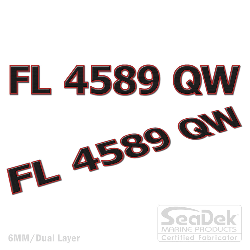 Boat Registration Numbers | 3" SeaDek 3D Raised Decals - Black/RubyRed