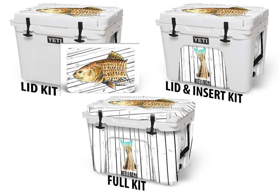 USATuff Cooler Accessories Ice Chest Graphic Sticker Decal Kits - Redfish by David Danforth