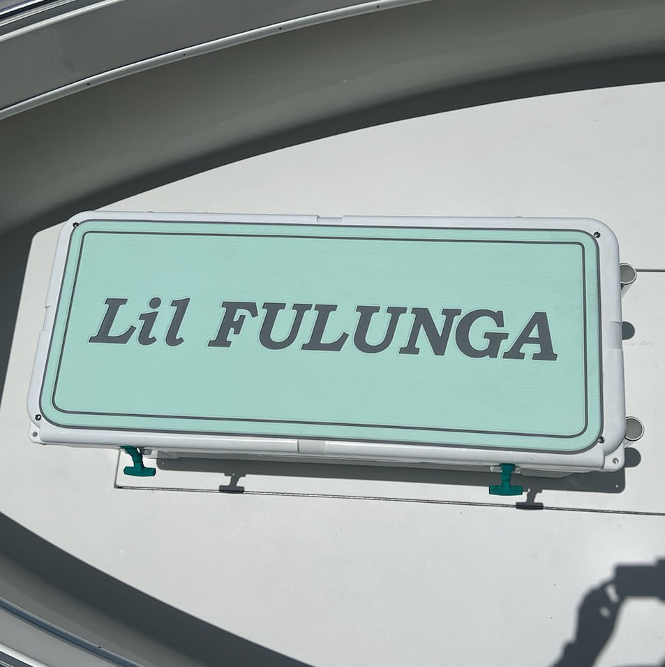 RTIC 110 SeaDek Pad - Personalized with boat name in Seafoam-StormGray				