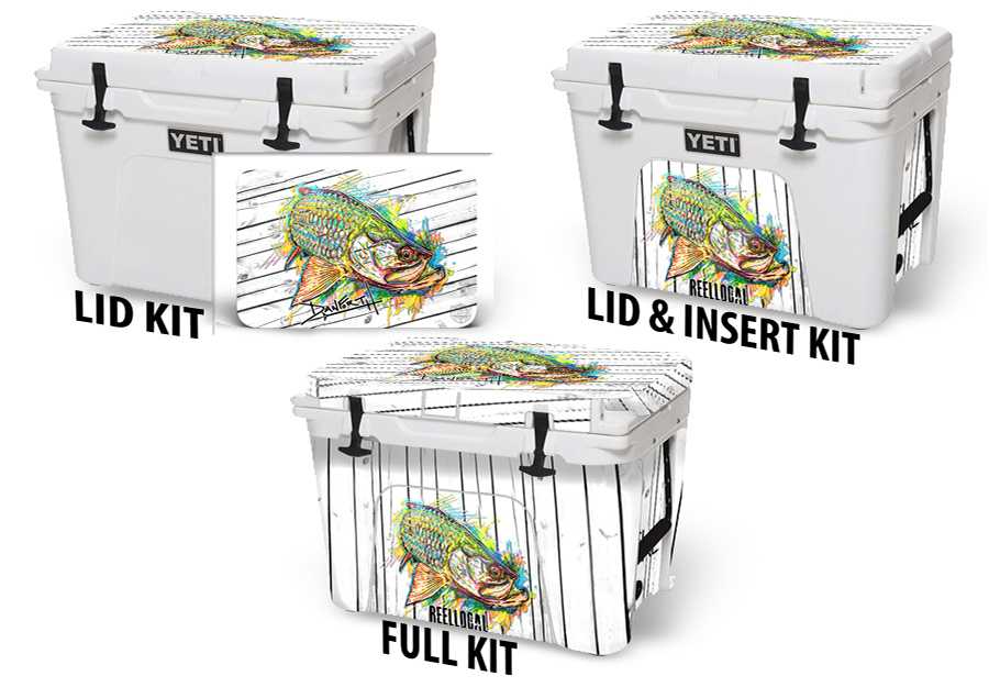 USATuff Cooler Accessories Ice Chest Graphic Sticker Decal Kits - Tarpon Neon Blast by David Danforth