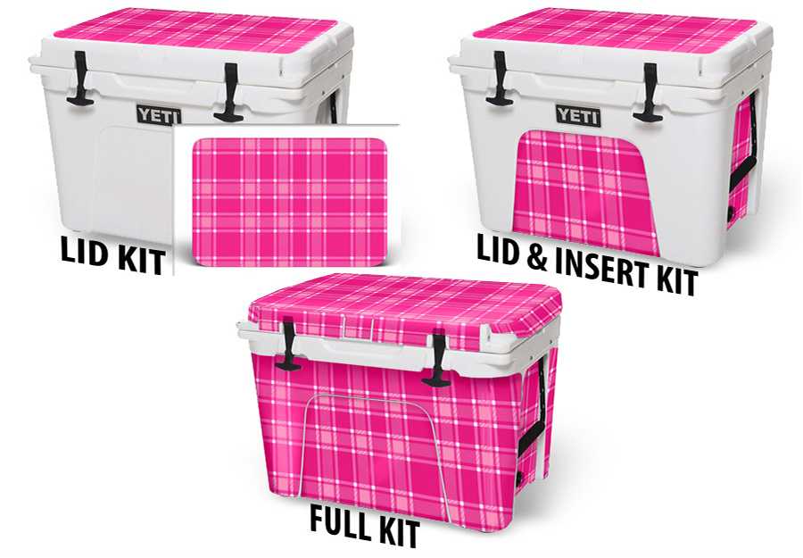 USATuff Vinyl Cooler Wrap Decal Sticker Kit - Pink Plaid