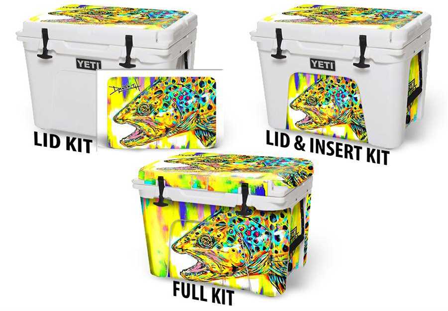 USATuff Cooler Accessories Ice Chest Graphic Sticker Skin Decal Kits - Brown Trout by David Danforth