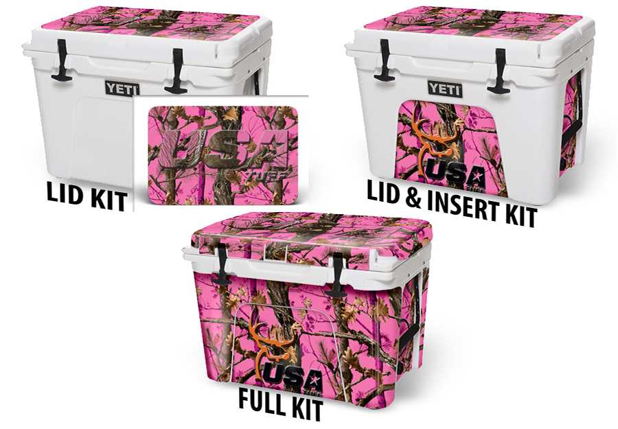 USATuff Vinyl Cooler Wrap Decal Skin Sticker Kit - Pink Camo Deer Head