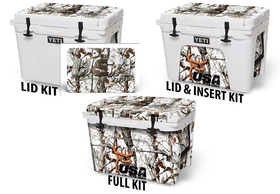 USATuff Vinyl Cooler Wrap Decal Skin Sticker Kit - Tundra Camo Deer Head