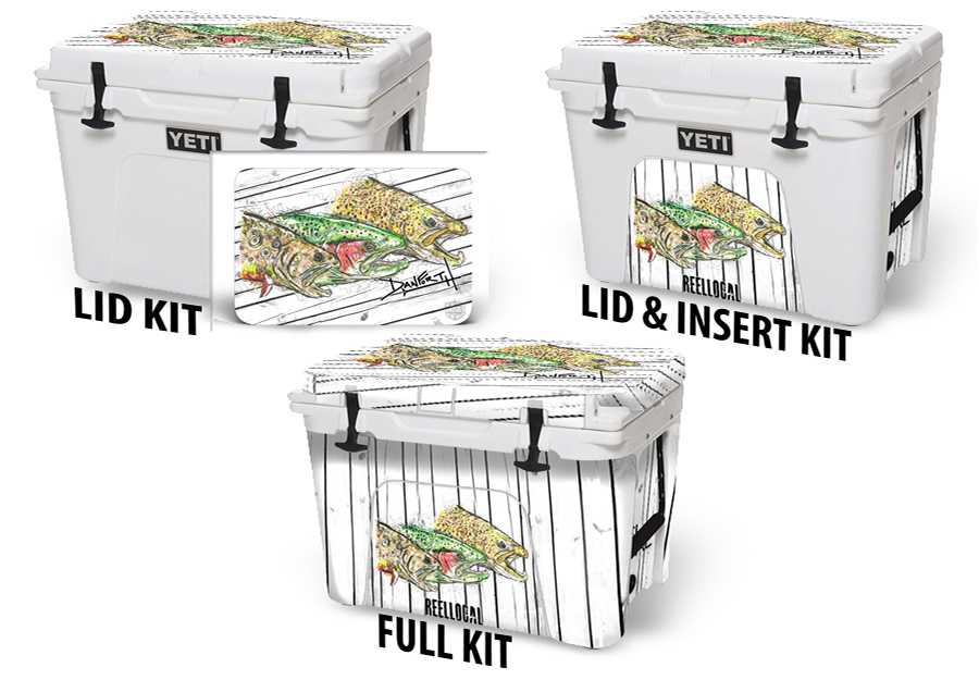 USATuff Cooler Accessories Ice Chest Graphic Sticker Decal Kits - Triple Trout by David Danforth