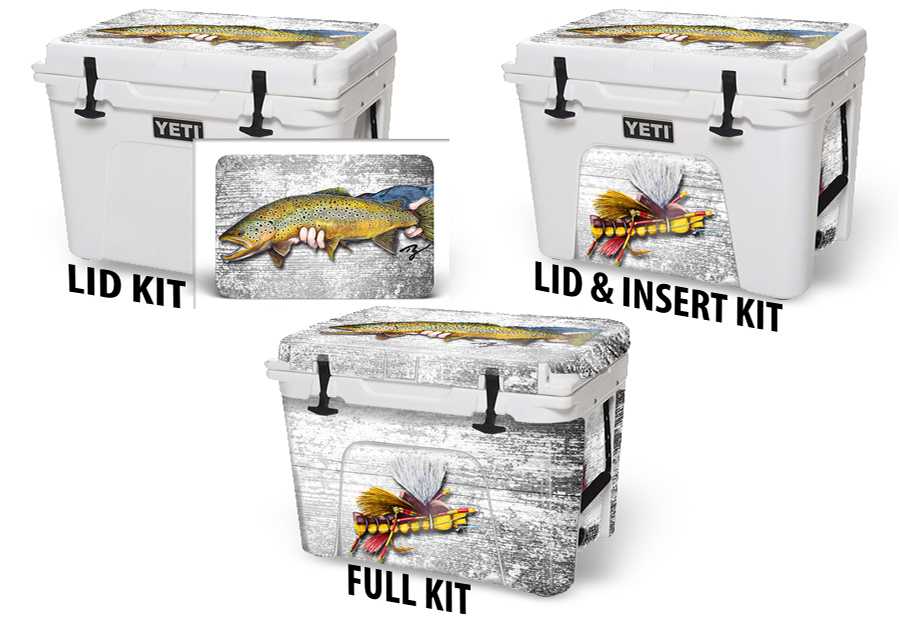 USATuff Cooler Accessories Ice Chest Graphic Sticker Skin Decal Kits - Brown Trout by Ty Hallock