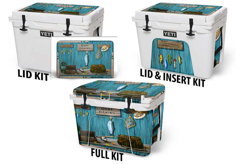 USATuff Cooler Accessories Ice Chest Graphic Sticker Skin Decal Kits - Gone Fishing by Jeff Wilkie