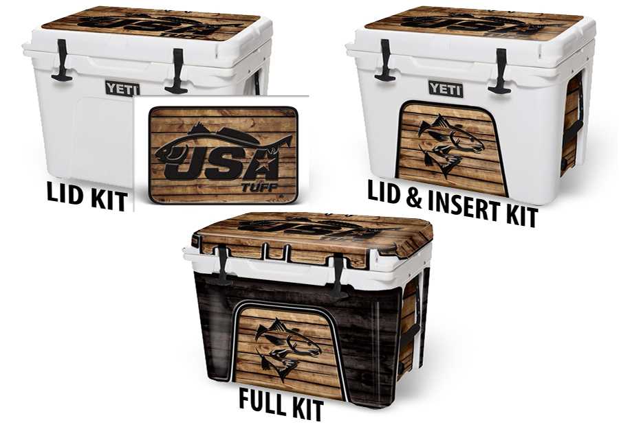 USATuff Cooler Accessories Ice Chest Graphic Sticker Decal Kits - Redfish Wood