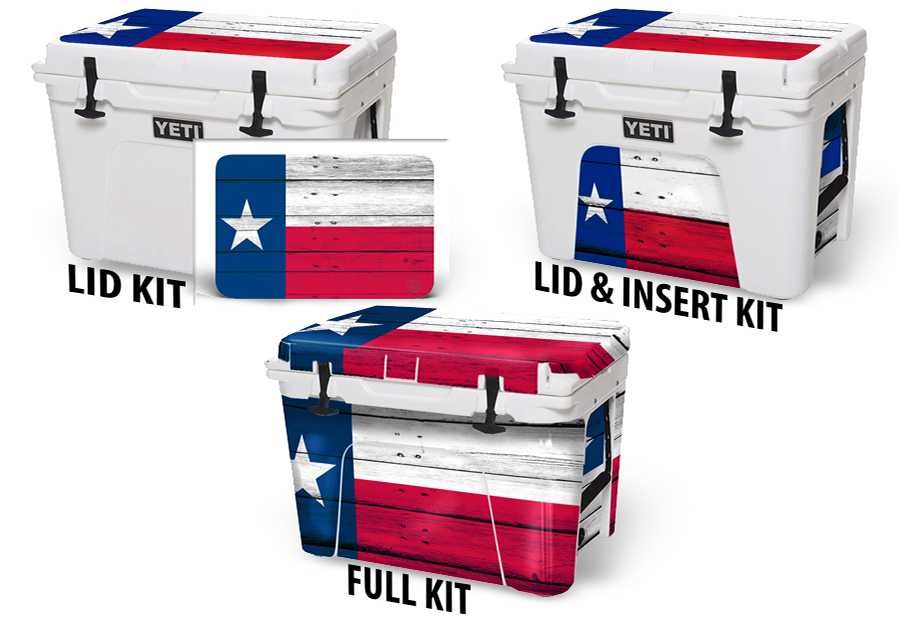 USATuff Vinyl Cooler Wrap Decal Sticker Kit - Texas Flag Wood