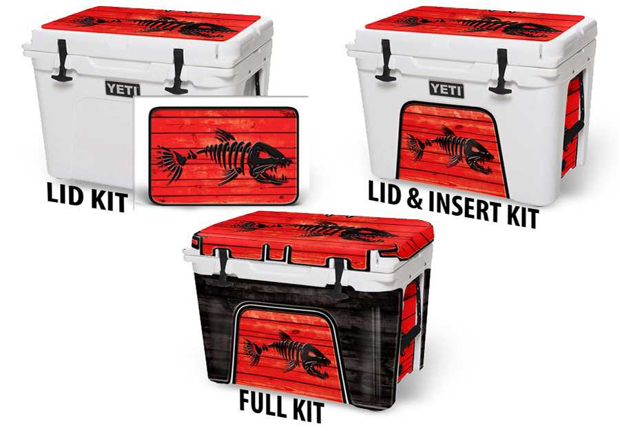 USATuff Cooler Accessories Ice Chest Graphic Sticker Skin Decal Kits - Bonefish Red