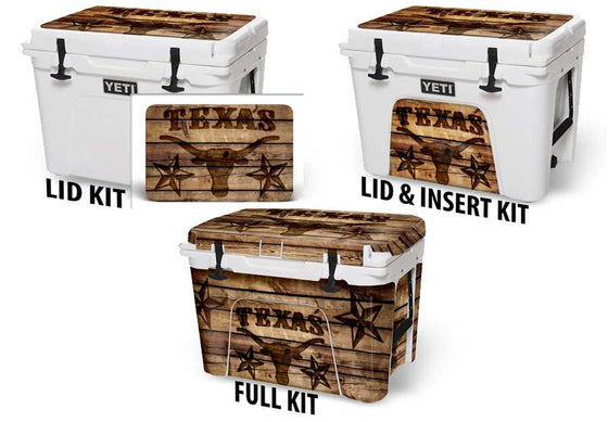 USATuff Vinyl Cooler Wrap Decal Sticker Kit - Texas Longhorn