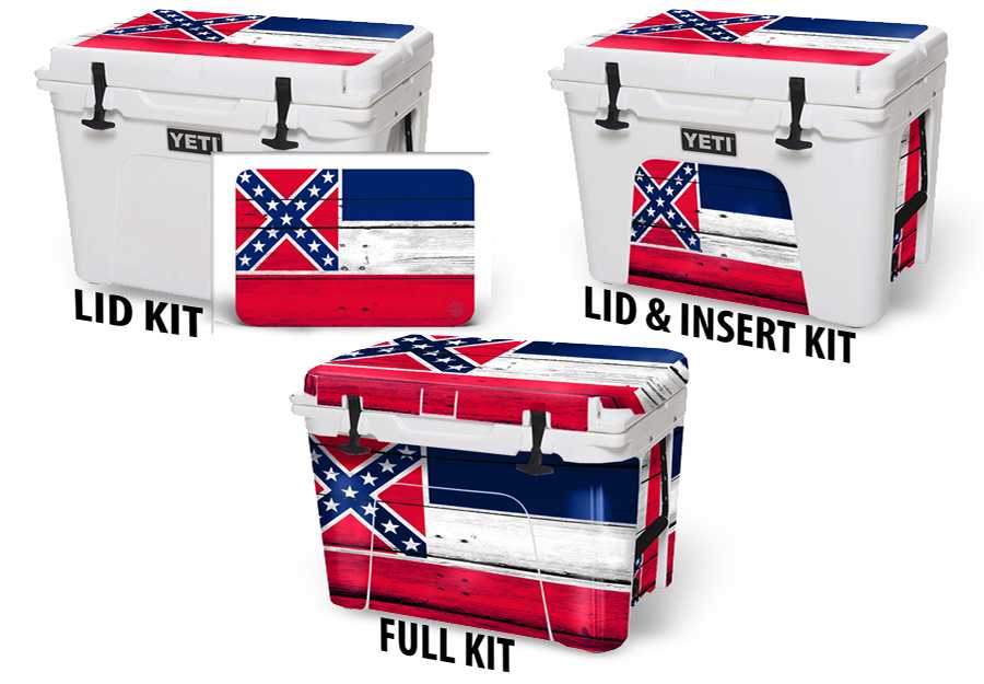 USATuff Vinyl Cooler Wrap Decal Sticker Kit - Mississippi Flag Wood