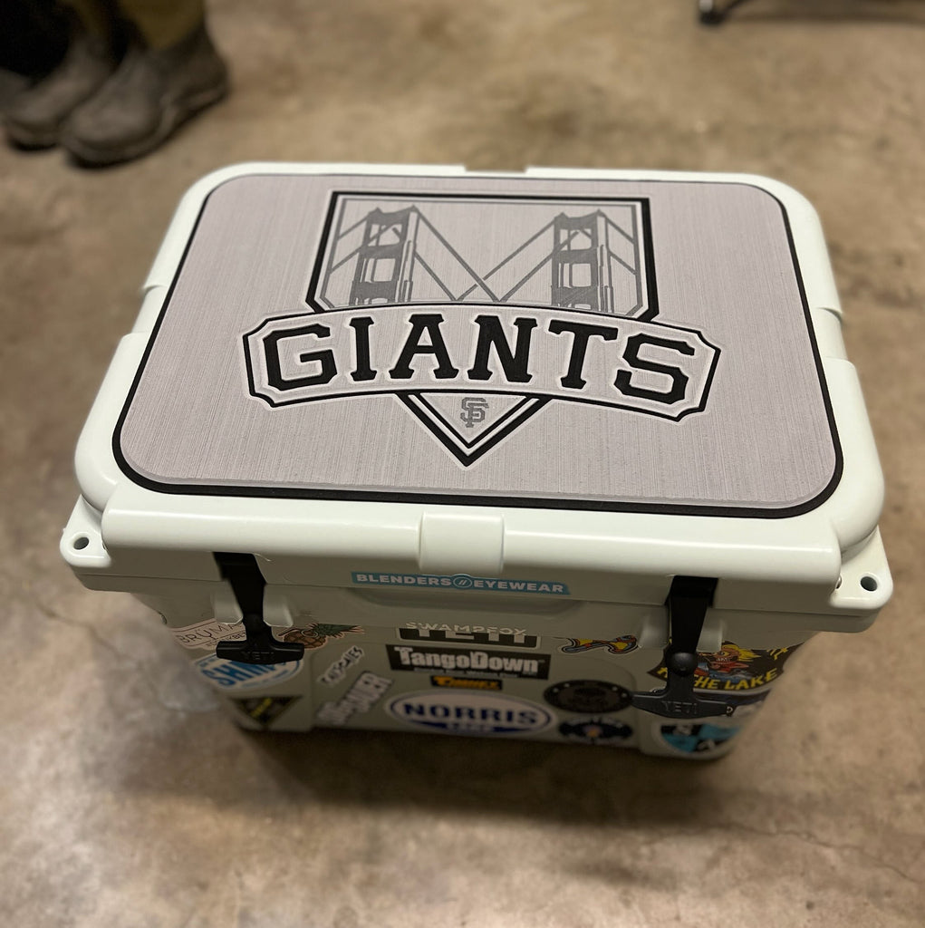 YETI Cooler Pad - Custom SeaDek in StormGray-Black with Giants baseball logo				