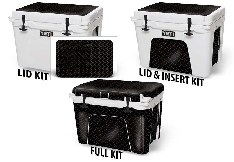 USATuff Vinyl Cooler Wrap Decal Sticker Kit - Black Diamond Plate