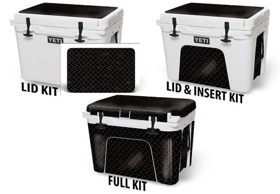 USATuff Vinyl Cooler Wrap Decal Sticker Kit - Black Diamond Plate