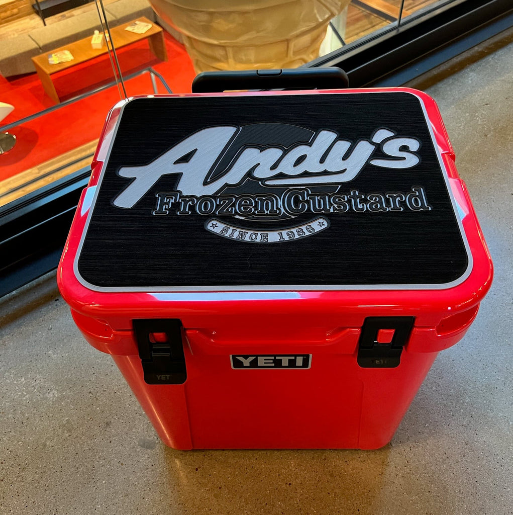 YETI 24 Custom Cooler Pad - Intricate router and laser detail in SeaDek				
