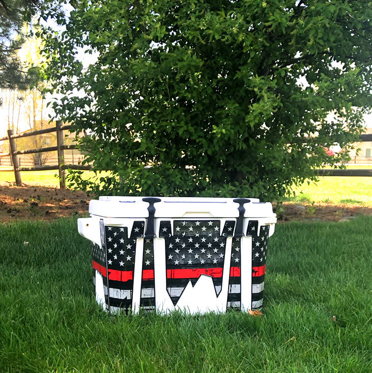 USATuff Vinyl Cooler Wrap Skin for YETI Coolers - Red Line