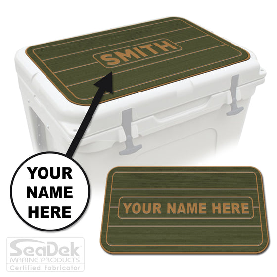 TeakLine Olive Green Tan SeaDek Cooler Pad | Custom YETI Cooler