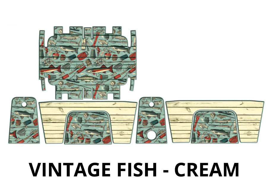 USATuff Cooler Accessories Ice Chest Graphic Sticker Skin Decal Kits - Vintage Fish