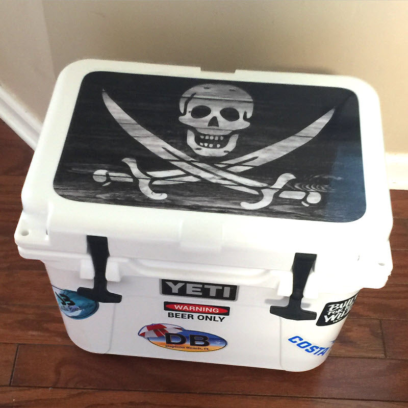 USATuff Vinyl Cooler Wrap Skin for YETI Coolers - Pirate Flag