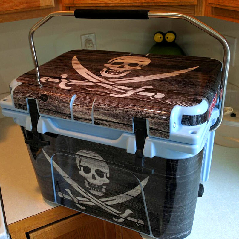 USATuff Vinyl Cooler Wrap Skin for YETI Coolers - Pirate Flag