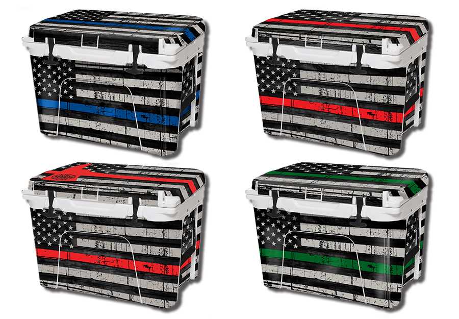 USATuff Vinyl Cooler Wrap Skin YETI US Flag Line Collection - Blueline Flag, Redline Flag, Axe Redline, Greenline