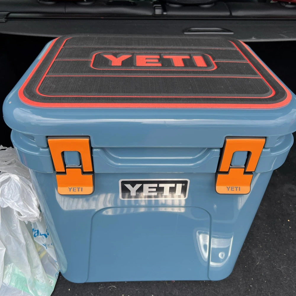 SeaDek Cooler Pad Marine EVA Mat by USATuff Fits YETI RTIC ORCA Engel Customizable Teak Design Black-SunsetOrange