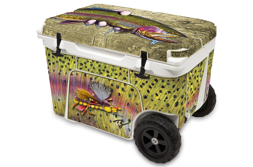USATuff Vinyl Cooler Wrap Skin for YETI Coolers - Rainbow Trout by Ty Hallock