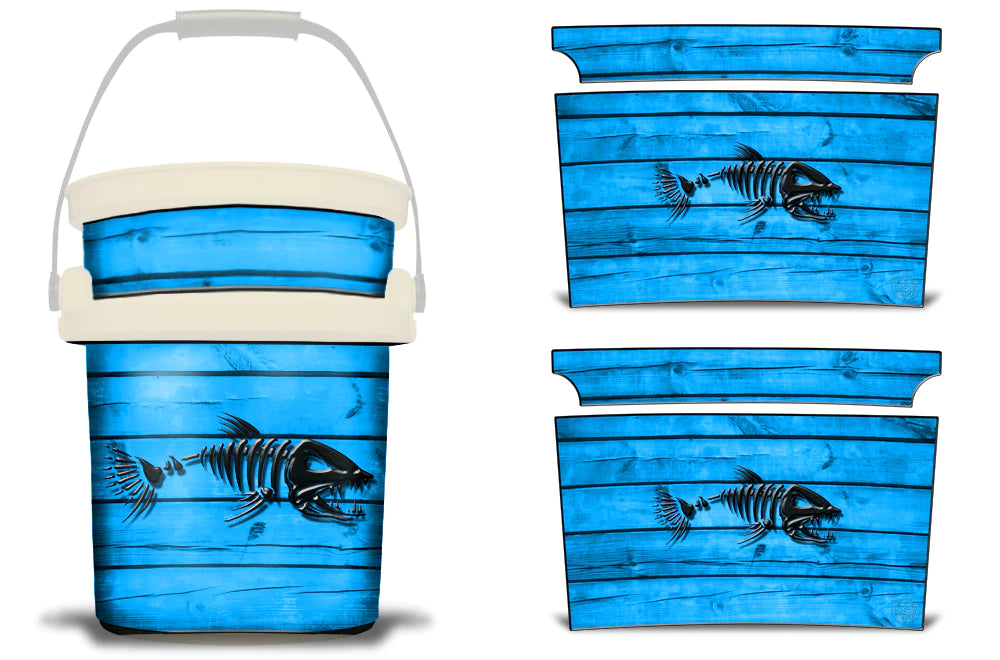 USATuff YETI Loadout Bucket Accessories Graphic Sticker Wrap Decal - Bonefish Blue