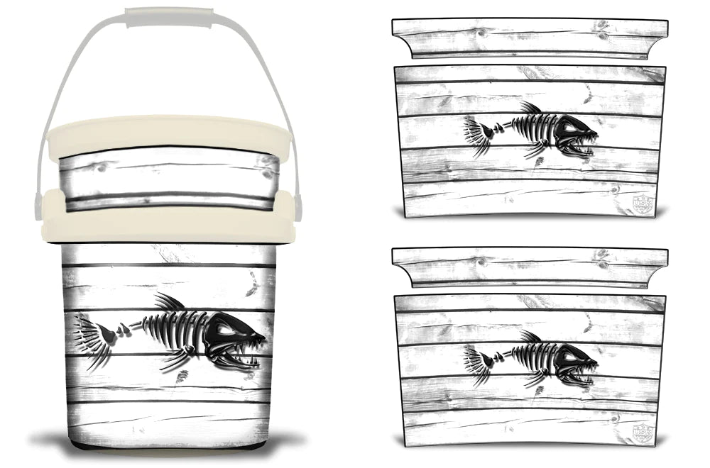USATuff YETI Loadout Bucket Accessories Graphic Sticker Wrap Decal - Bonefish White