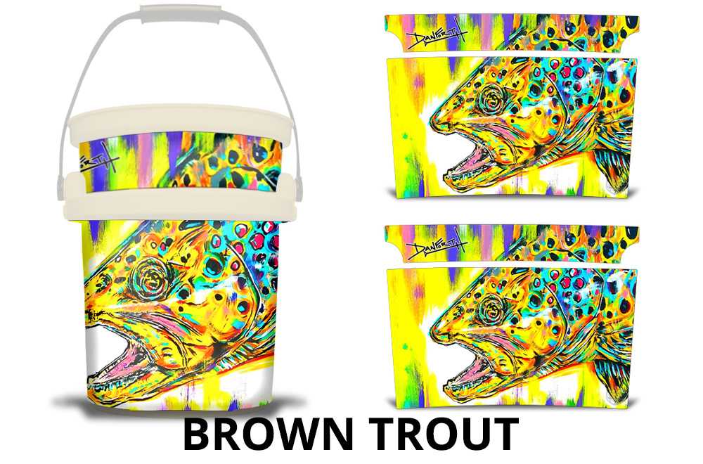 USATuff YETI Loadout Bucket Accessories Graphic Sticker Wrap Decal - Brown Trout