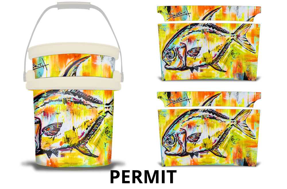 David Danforth Permit Sticker YETI LoadOut Bucket Accessories Wrap - Bonefish Collection