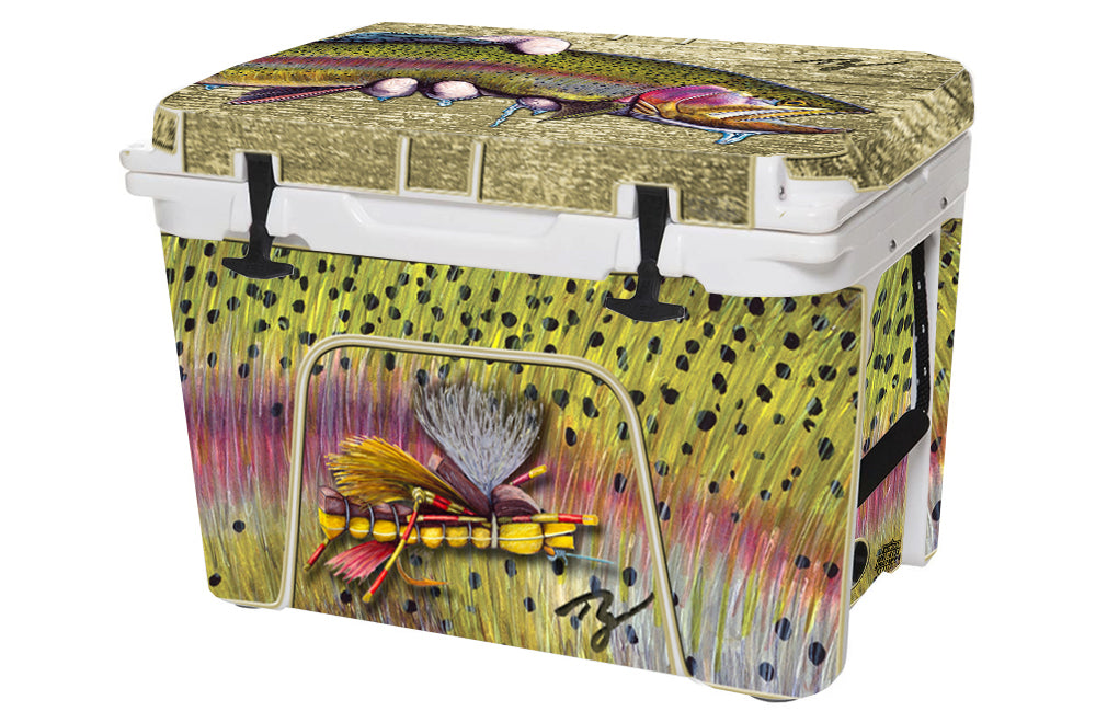 USATuff Vinyl Cooler Wrap Skin for YETI Coolers - Rainbow Trout by Ty Hallock