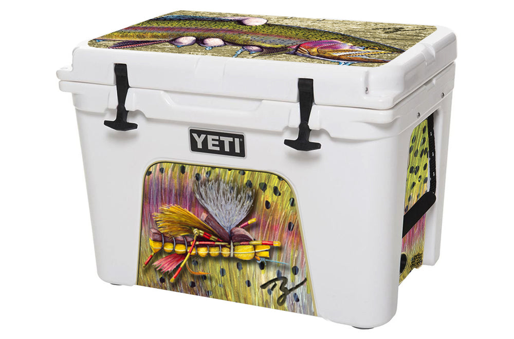 USATuff Vinyl Cooler Wrap Skin for YETI Coolers - Rainbow Trout by Ty Hallock
