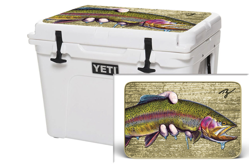 USATuff Vinyl Cooler Wrap Skin for YETI Coolers - Rainbow Trout by Ty Hallock