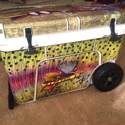 USATuff Vinyl Cooler Wrap Skin for YETI Coolers - Rainbow Trout by Ty Hallock