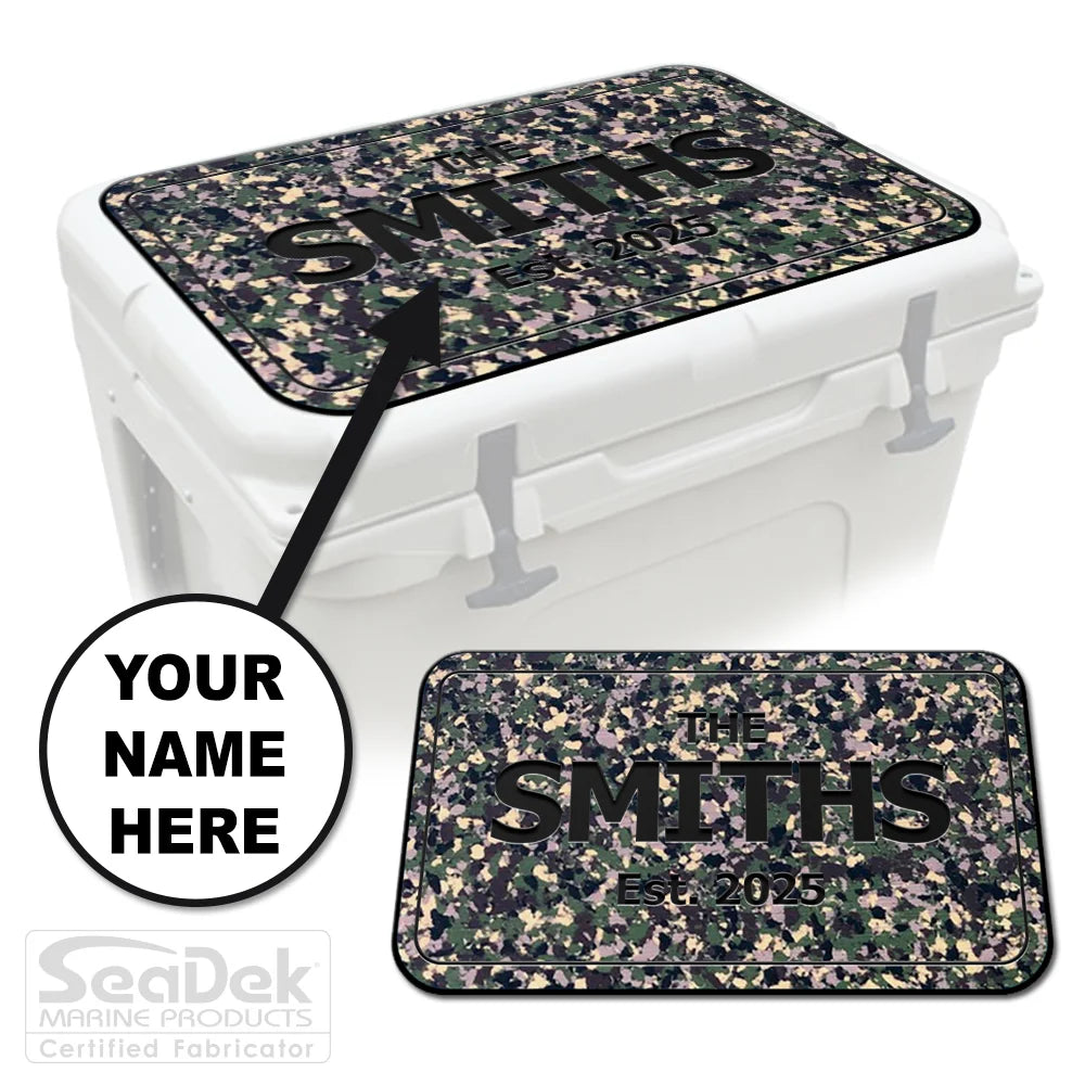 Personalized Custom SeaDek Cooler Pad in ArmyCamo-Black for YETI RTIC Cooler