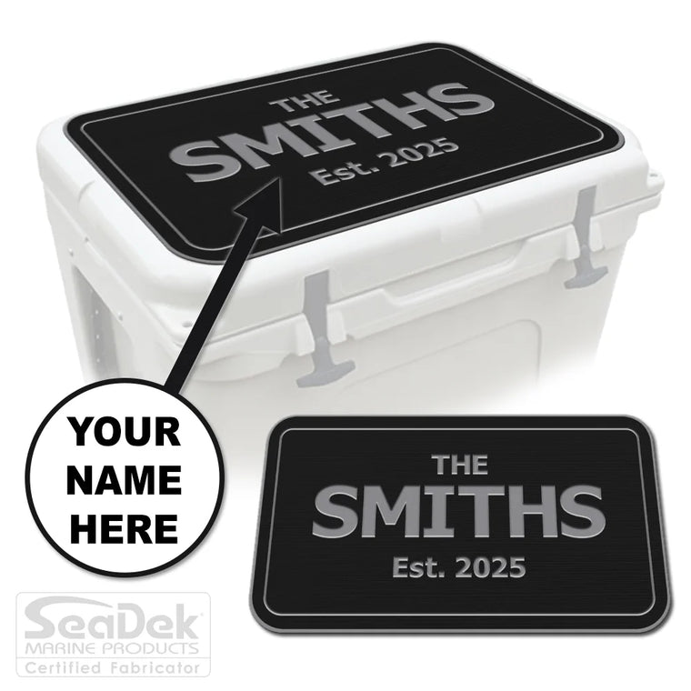 Personalized Custom SeaDek Cooler Pad in Black-StormGray for YETI RTIC Cooler