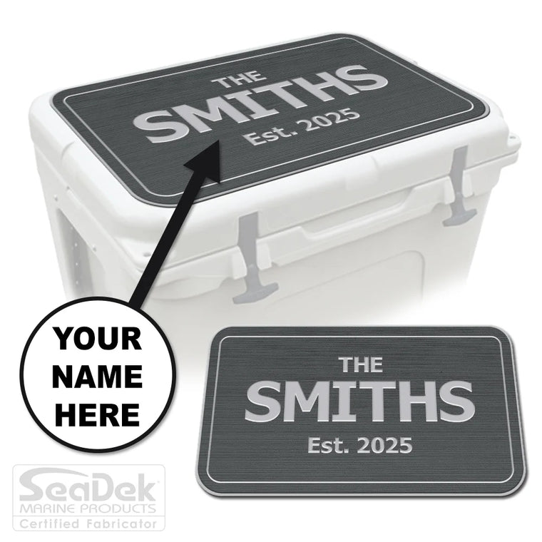 Personalized Custom SeaDek Cooler Pad in DarkGray-StormGray for YETI RTIC Cooler