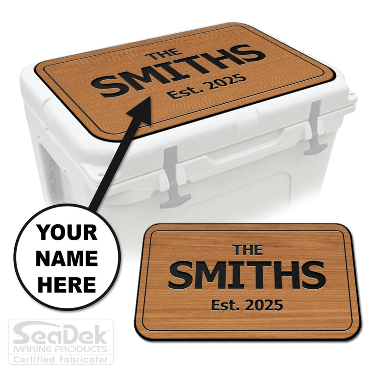 Personalized Custom SeaDek Cooler Pad in Mocha-Black for YETI RTIC Cooler