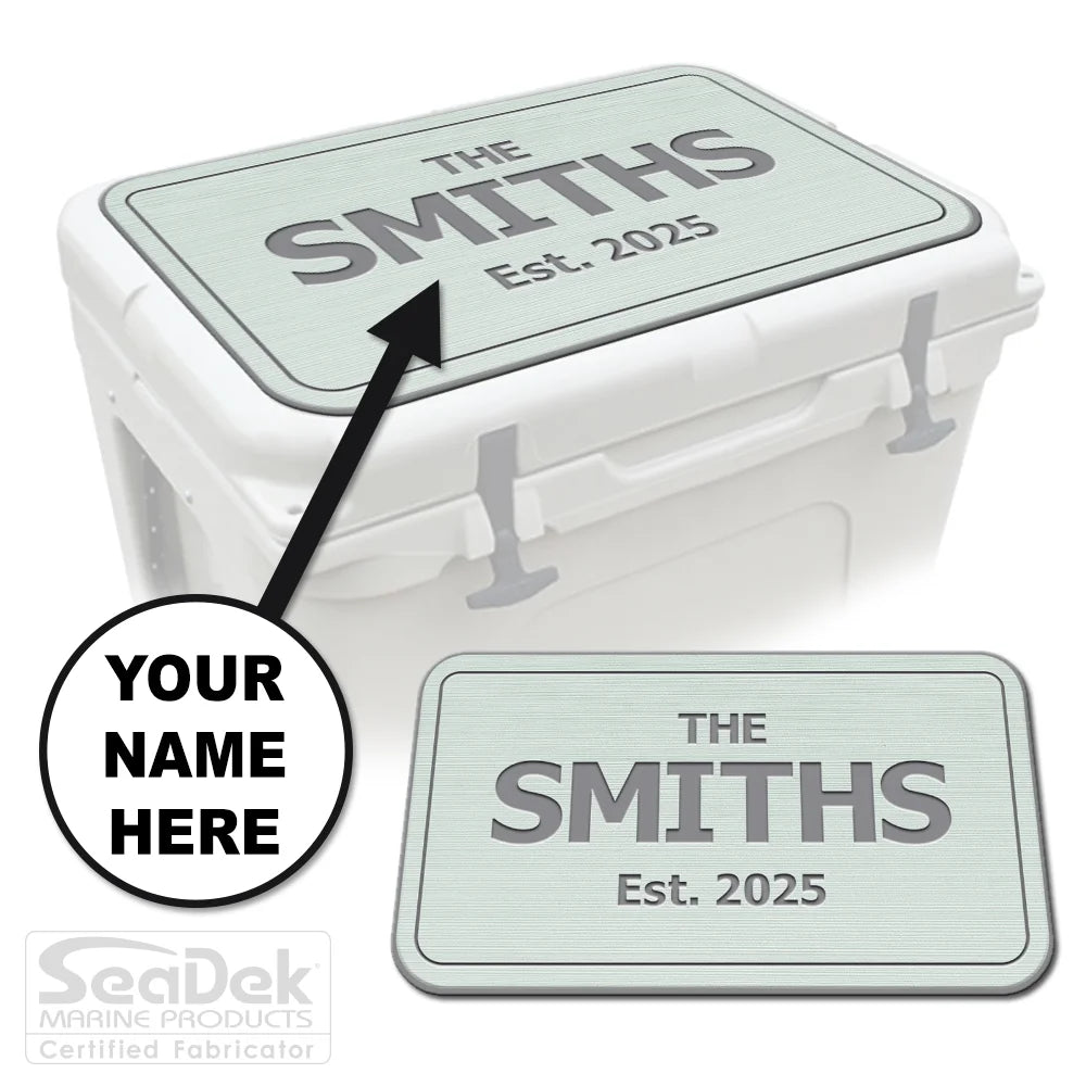 Personalized Custom SeaDek Cooler Pad in Seafoam-StormGray for YETI RTIC Cooler