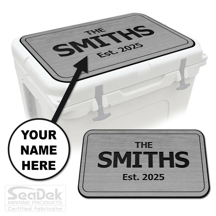 Personalized Custom SeaDek Cooler Pad in StormGray-Black for YETI RTIC Cooler