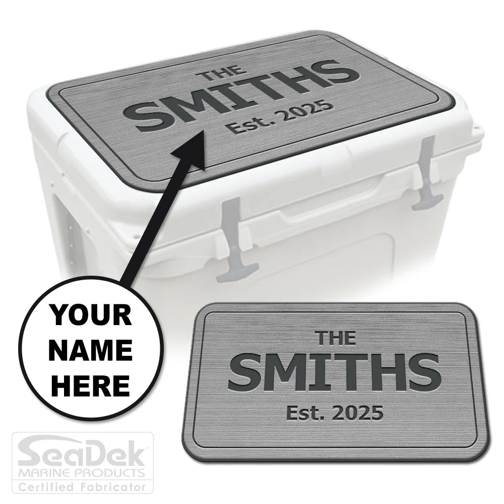Personalized Custom SeaDek Cooler Pad in StormGray-DarkGray for YETI RTIC Cooler