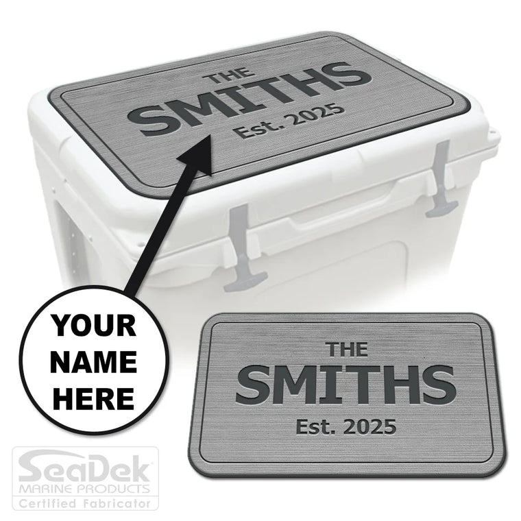 Personalized Custom SeaDek Cooler Pad in StormGray-DarkGray for YETI RTIC Cooler