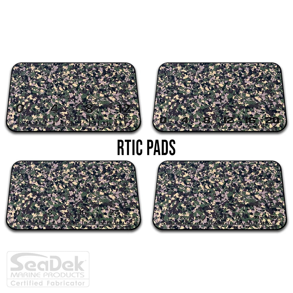 USATuff SeaDek ruler cooler pad for RTIC – ArmyCamo/Black EVA foam pad with integrated fish measuring ruler; durable non-skid RTIC cooler top pad.