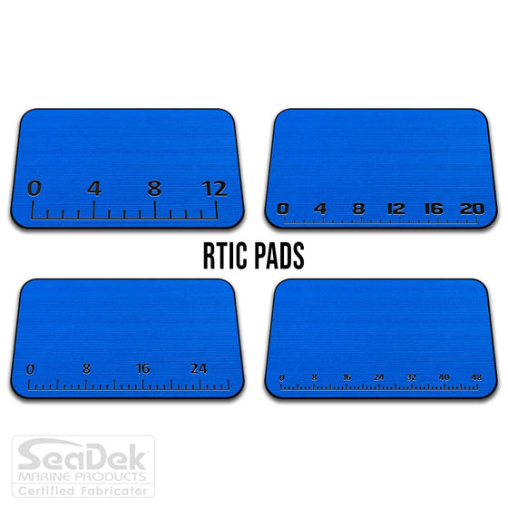 USATuff SeaDek ruler cooler pad for RTIC – BiminiBlue/Black EVA foam pad with integrated fish measuring ruler; durable non-skid RTIC cooler top pad.
