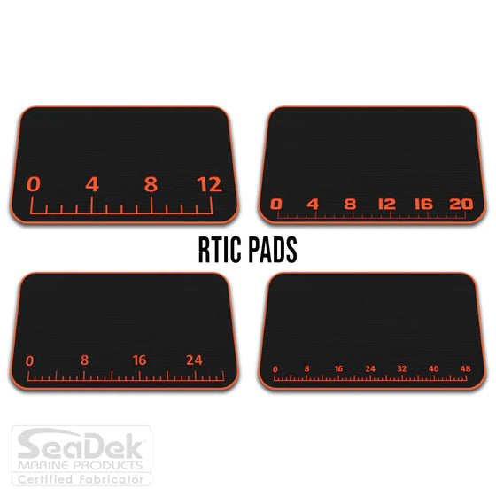  USATuff SeaDek ruler cooler pad for RTIC – Black/SunsetOrange EVA foam pad with integrated fish measuring ruler; durable non-skid RTIC cooler top pad.