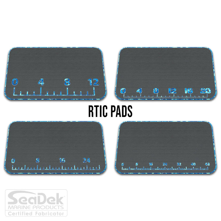  USATuff SeaDek ruler cooler pad for RTIC – DarkGray/AquaCamo EVA foam pad with integrated fish measuring ruler; durable non-skid RTIC cooler top pad.