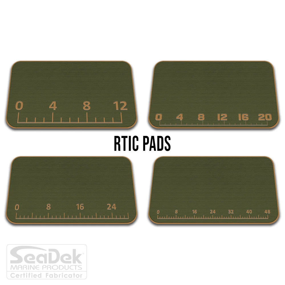 USATuff SeaDek ruler cooler pad for RTIC – OliveGreen/Mocha EVA foam pad with integrated fish measuring ruler; durable non-skid RTIC cooler top pad.