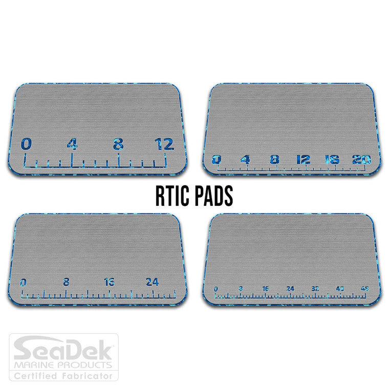  USATuff SeaDek ruler cooler pad for RTIC – StormGray/AquaCamo EVA foam pad with integrated fish measuring ruler; durable non-skid RTIC cooler top pad.